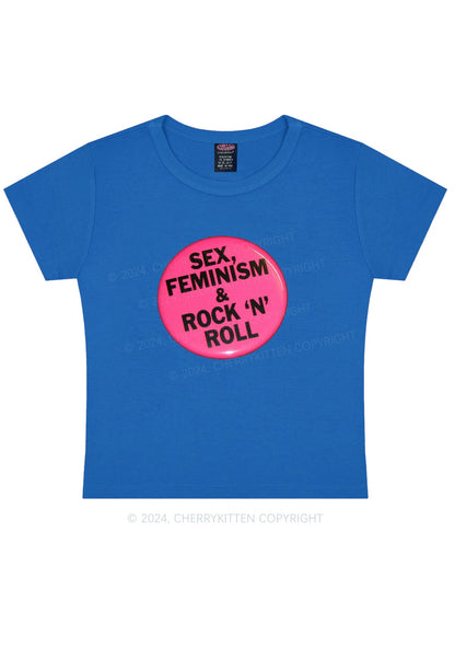 Feminism Rock N Roll Y2K Baby Tee Cherrykitten