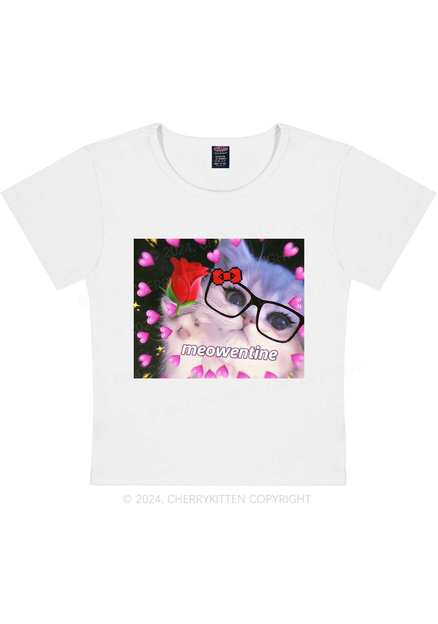 Meowentine Kitty Y2K Valentine's Day Baby Tee Cherrykitten