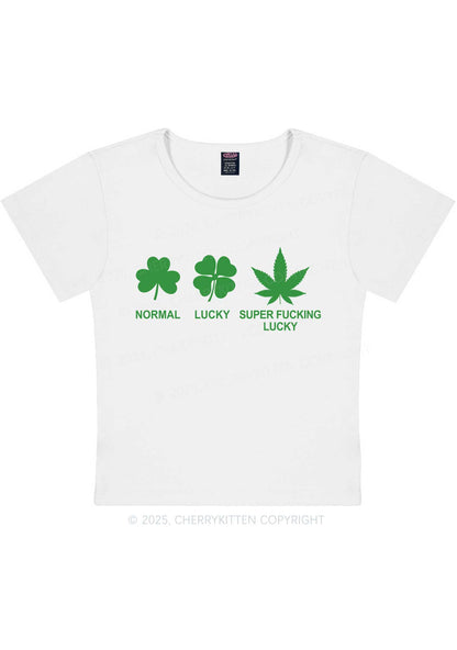 Super Fxxking Lucky St Patricks Y2K Baby Tee Cherrykitten