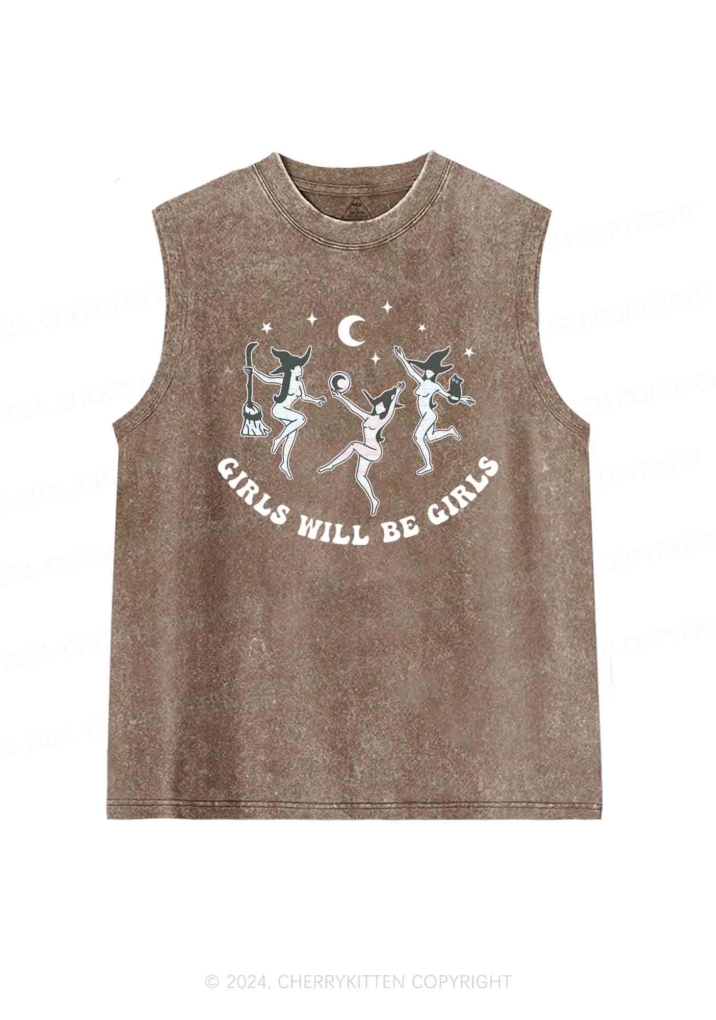 Halloween Dancing Witches Y2K Washed Tank Cherrykitten