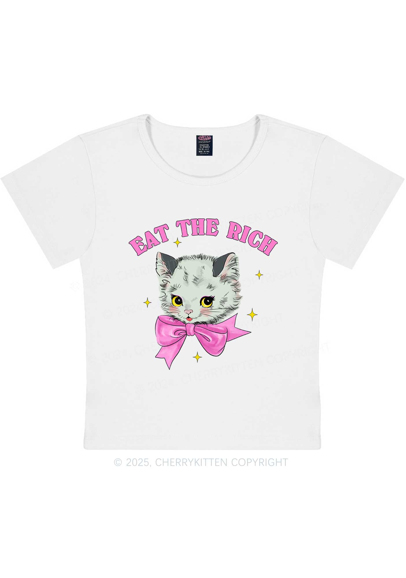 Eat Rich Cat Y2K Baby Tee Cherrykitten