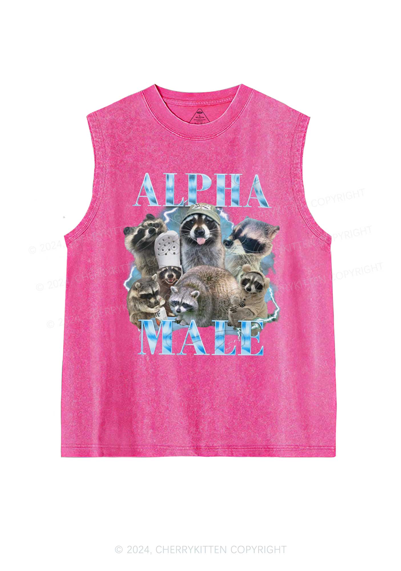 Blue Raccoons Alpha Male Y2K Washed Tank Cherrykitten