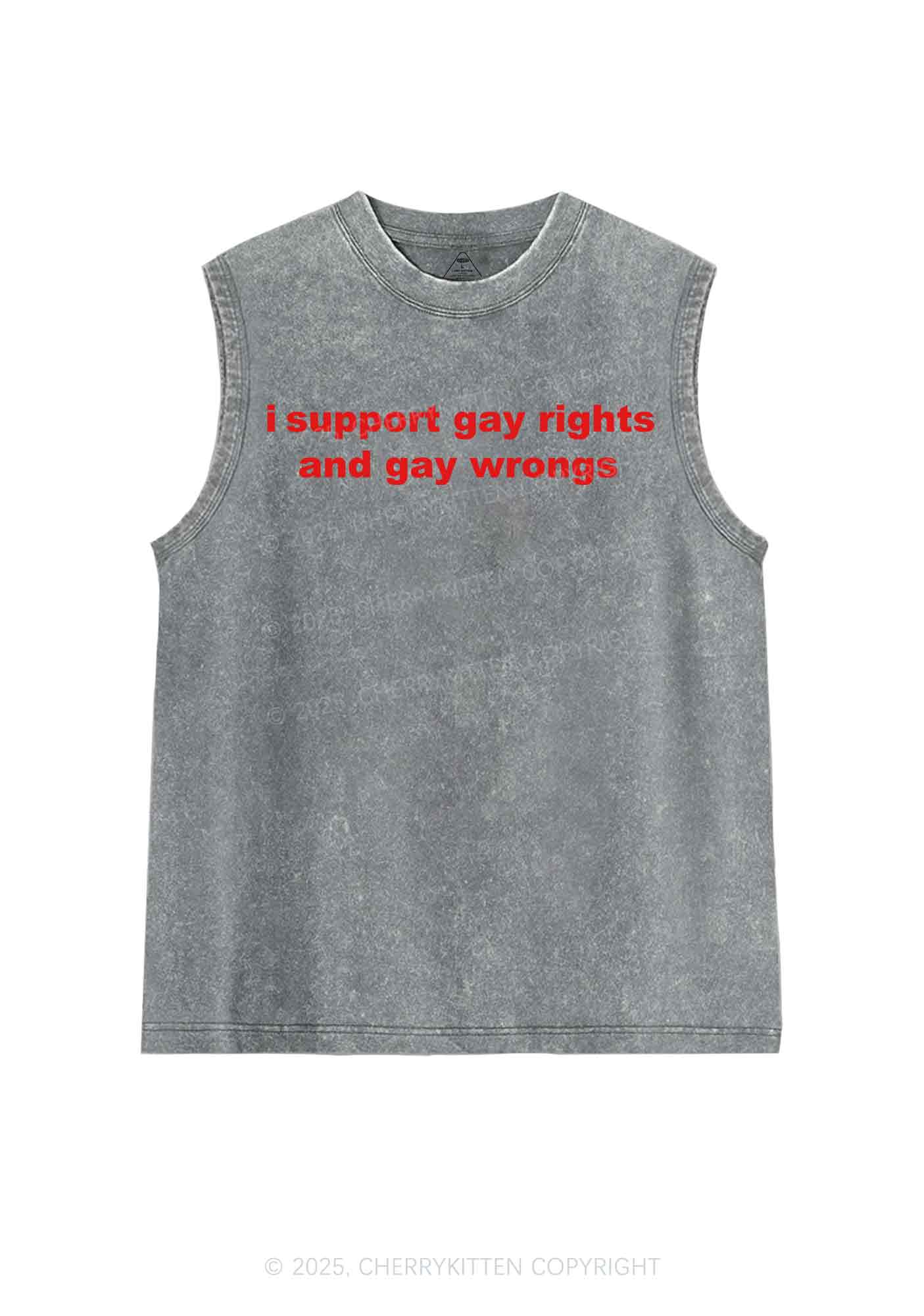 Support Gay Rights Y2K Washed Tank Cherrykitten