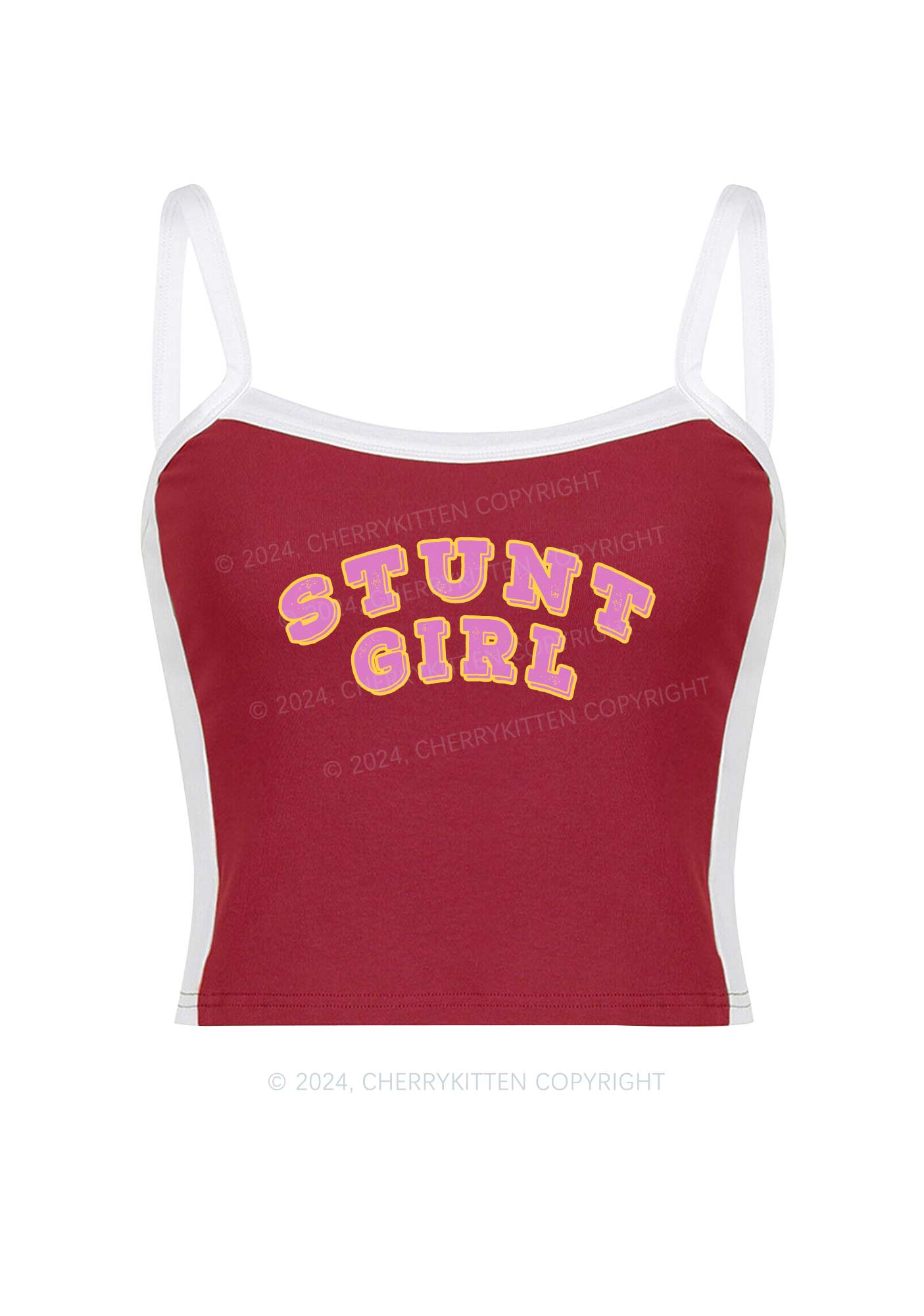 Stunt Girl Y2K Color Block Crop Cami Top Cherrykitten