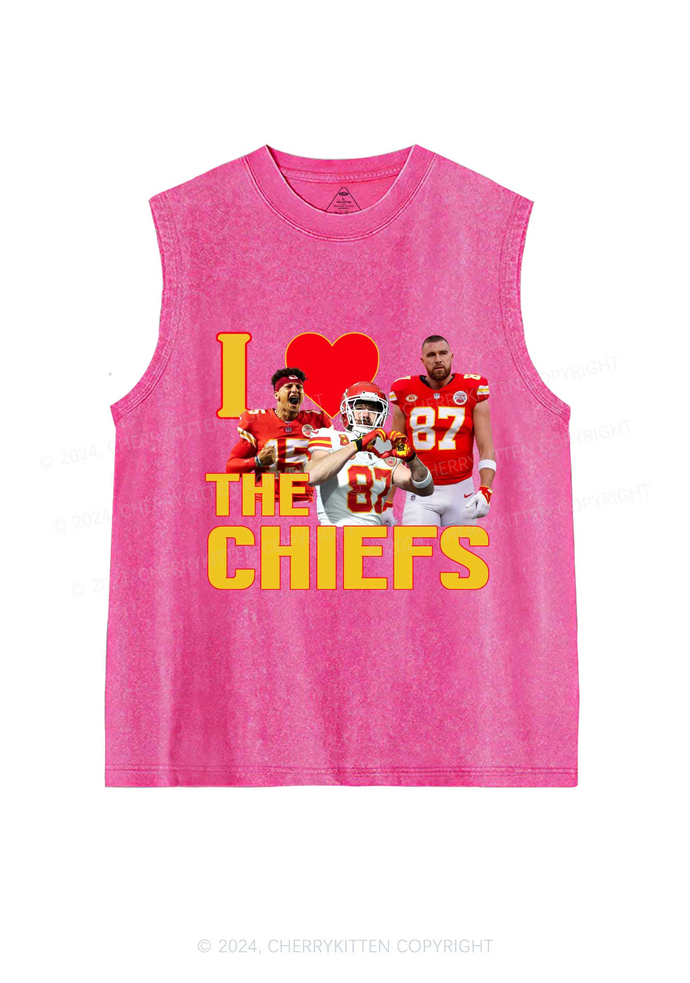 Custom I Love Chiefs Y2K Super Bowl Washed Tank Cherrykitten