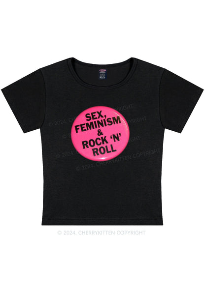 Feminism Rock N Roll Y2K Baby Tee Cherrykitten