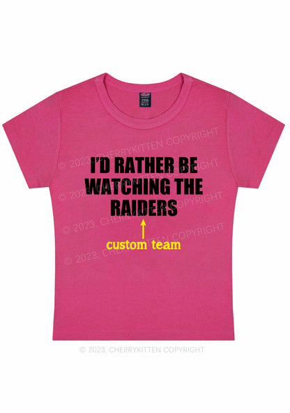 Super Bowl Watching Custom Team Y2K Baby Tee Cherrykitten