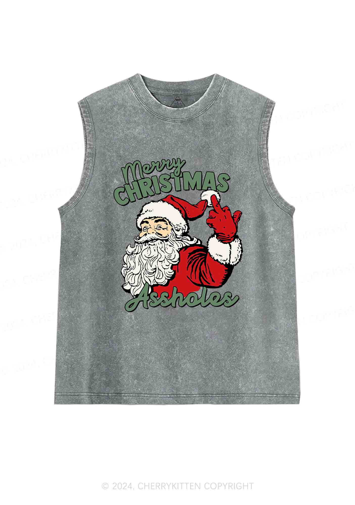 Merry Christmas Y2K Washed Tank Cherrykitten