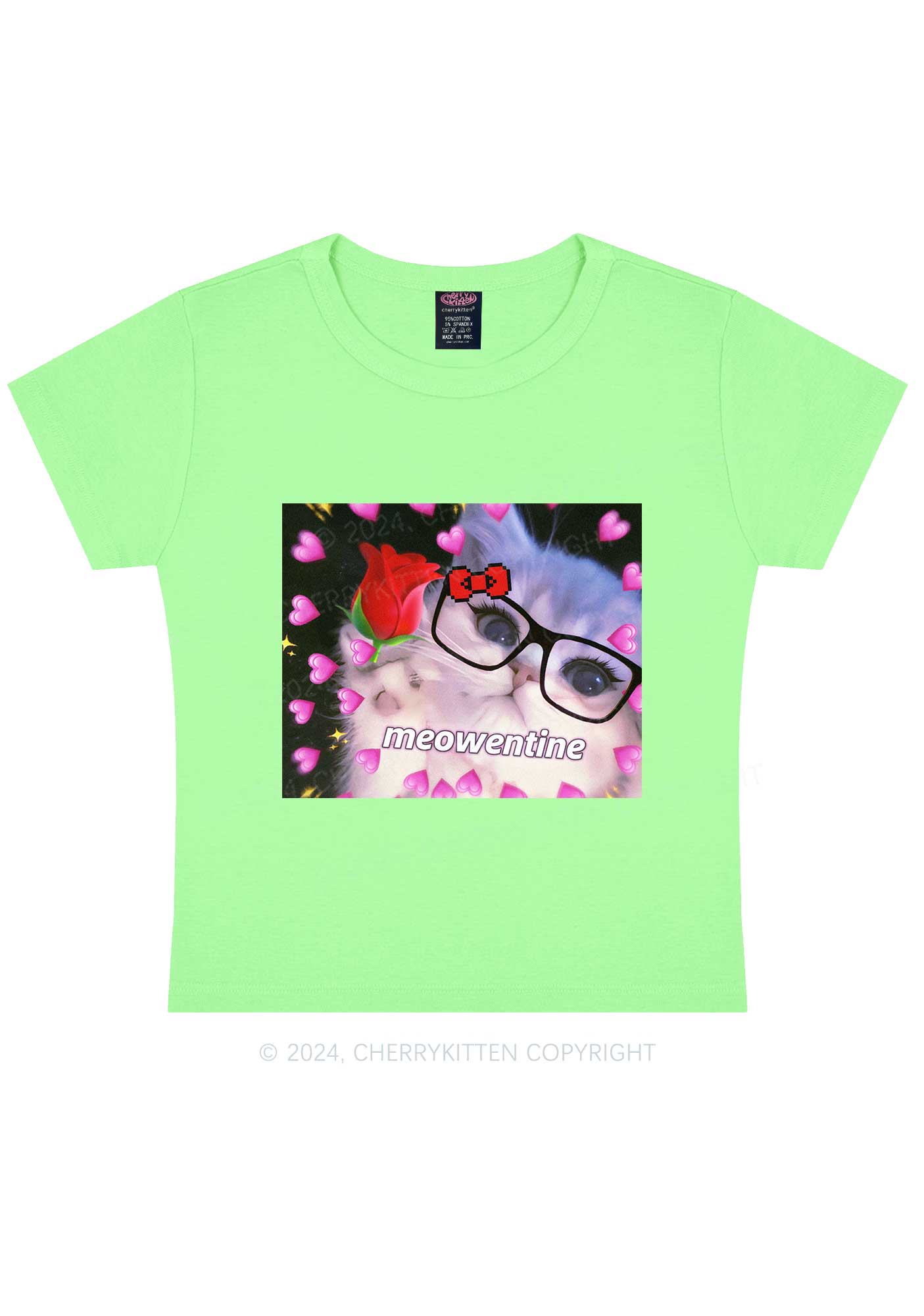 Meowentine Kitty Y2K Valentine's Day Baby Tee Cherrykitten