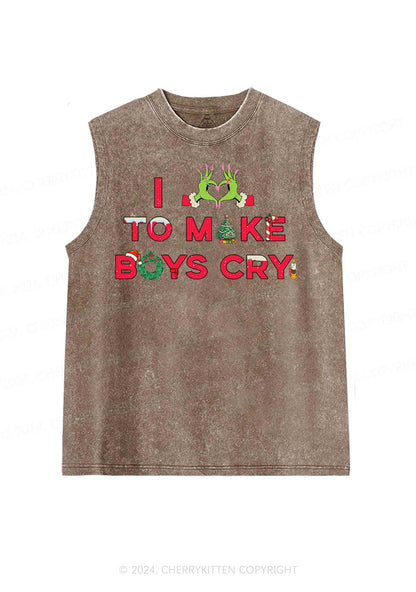 Christmas Love To Make Boys Cry Y2K Washed Tank Cherrykitten