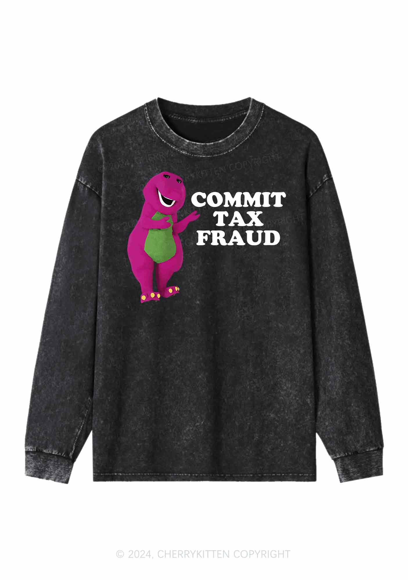 Commit Tax Fraud Y2K Washed Long Sleeves Cherrykitten