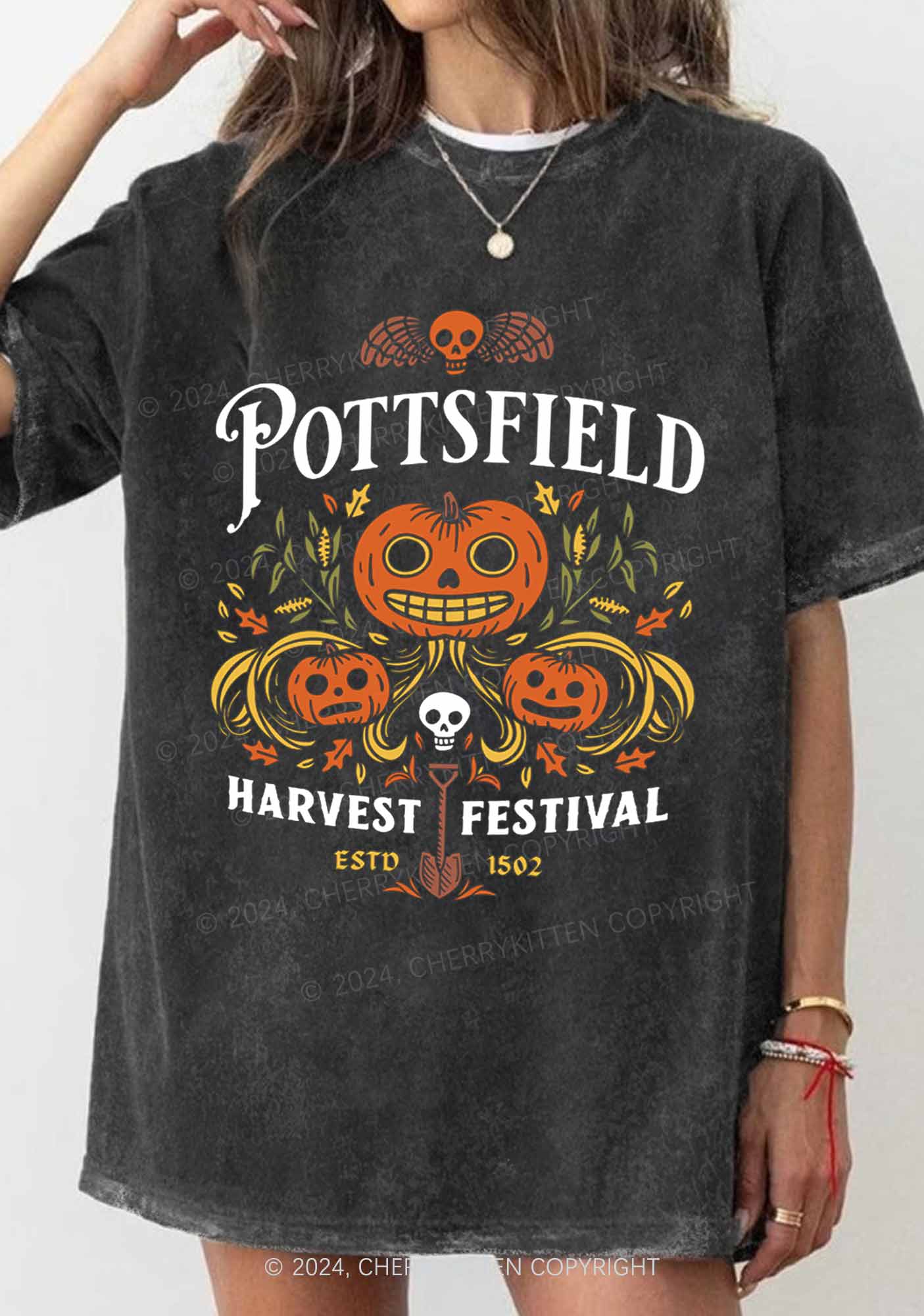 Halloween Harvest Festival Y2K Washed Tee Cherrykitten