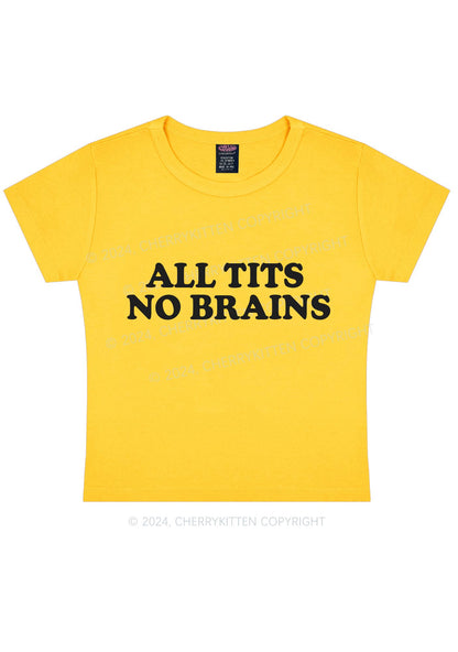 All Txts No Brains Y2K Baby Tee Cherrykitten