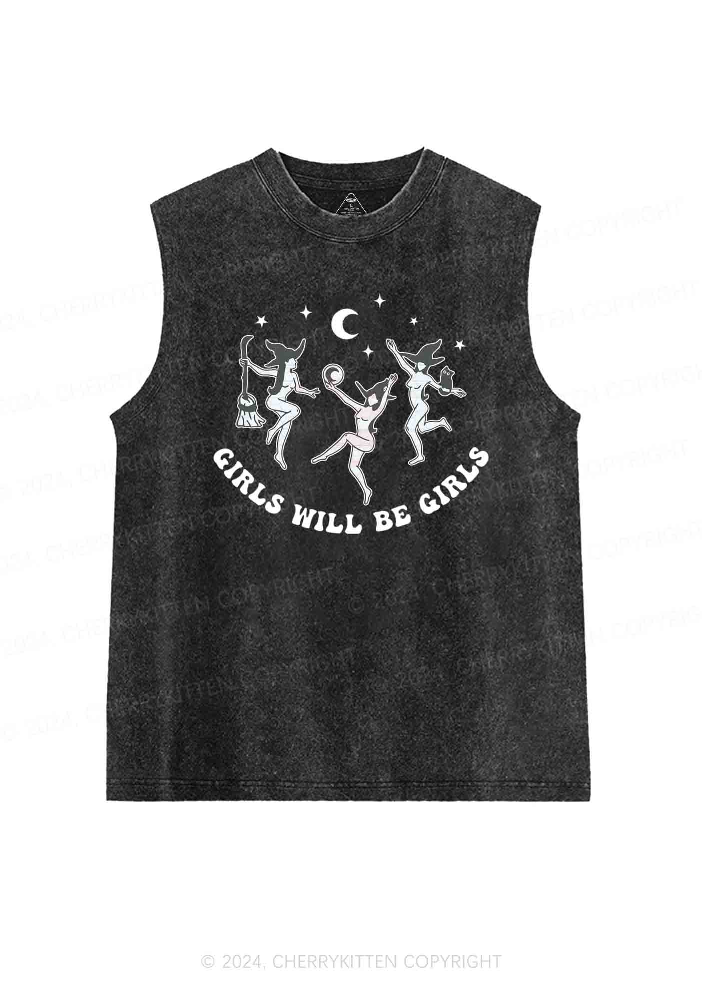 Halloween Dancing Witches Y2K Washed Tank Cherrykitten