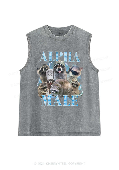 Blue Raccoons Alpha Male Y2K Washed Tank Cherrykitten