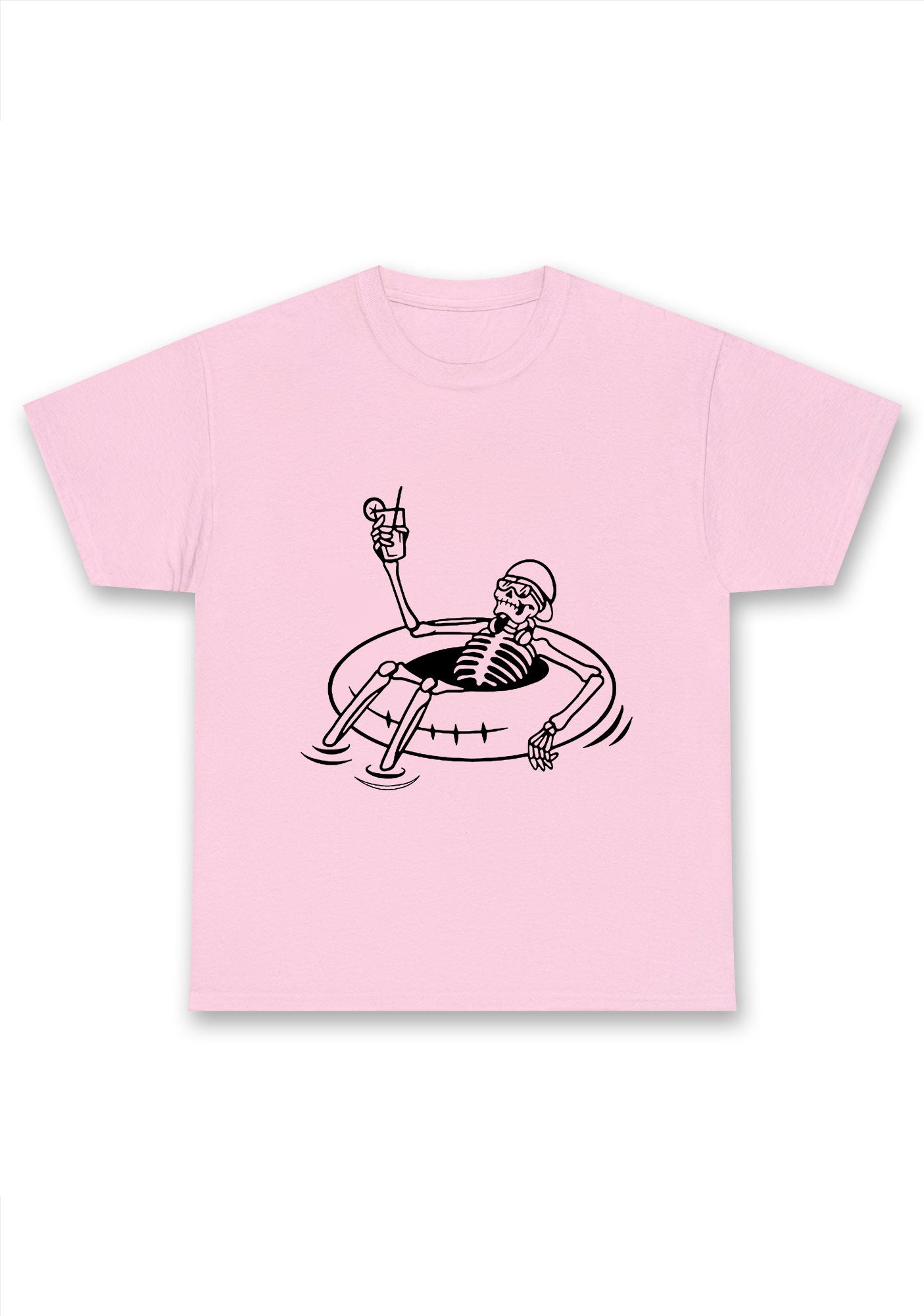 Halloween Skeleton Lying On Swimming Ring Chunky Shirt