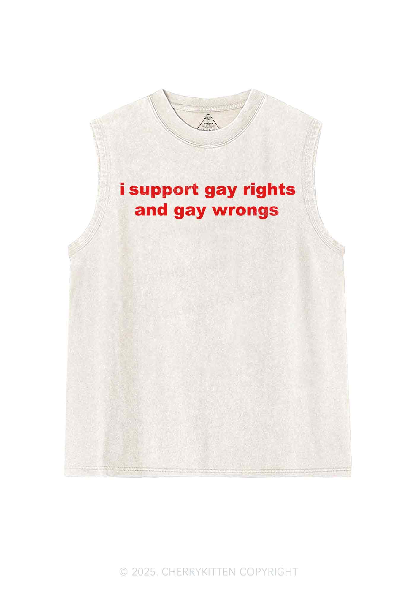 Support Gay Rights Y2K Washed Tank Cherrykitten