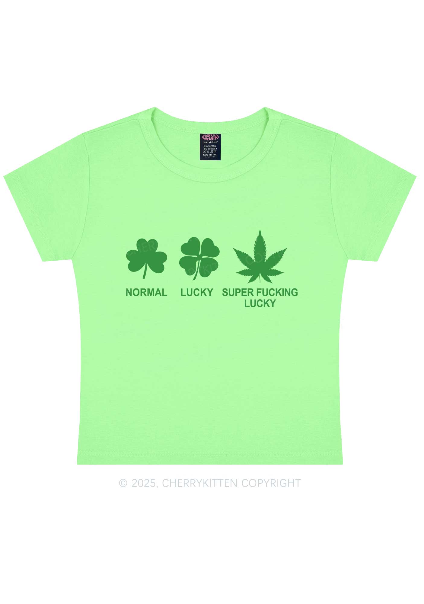 Super Fxxking Lucky St Patricks Y2K Baby Tee Cherrykitten