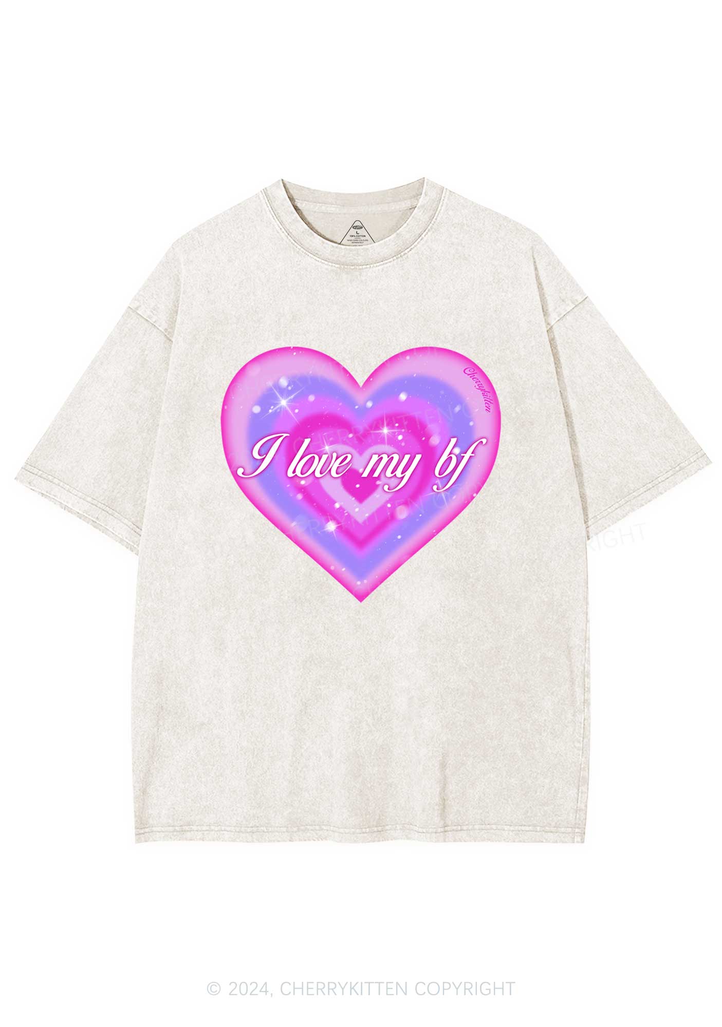 I Love My BF Heart Y2K Valentine's Day Washed Tee Cherrykitten