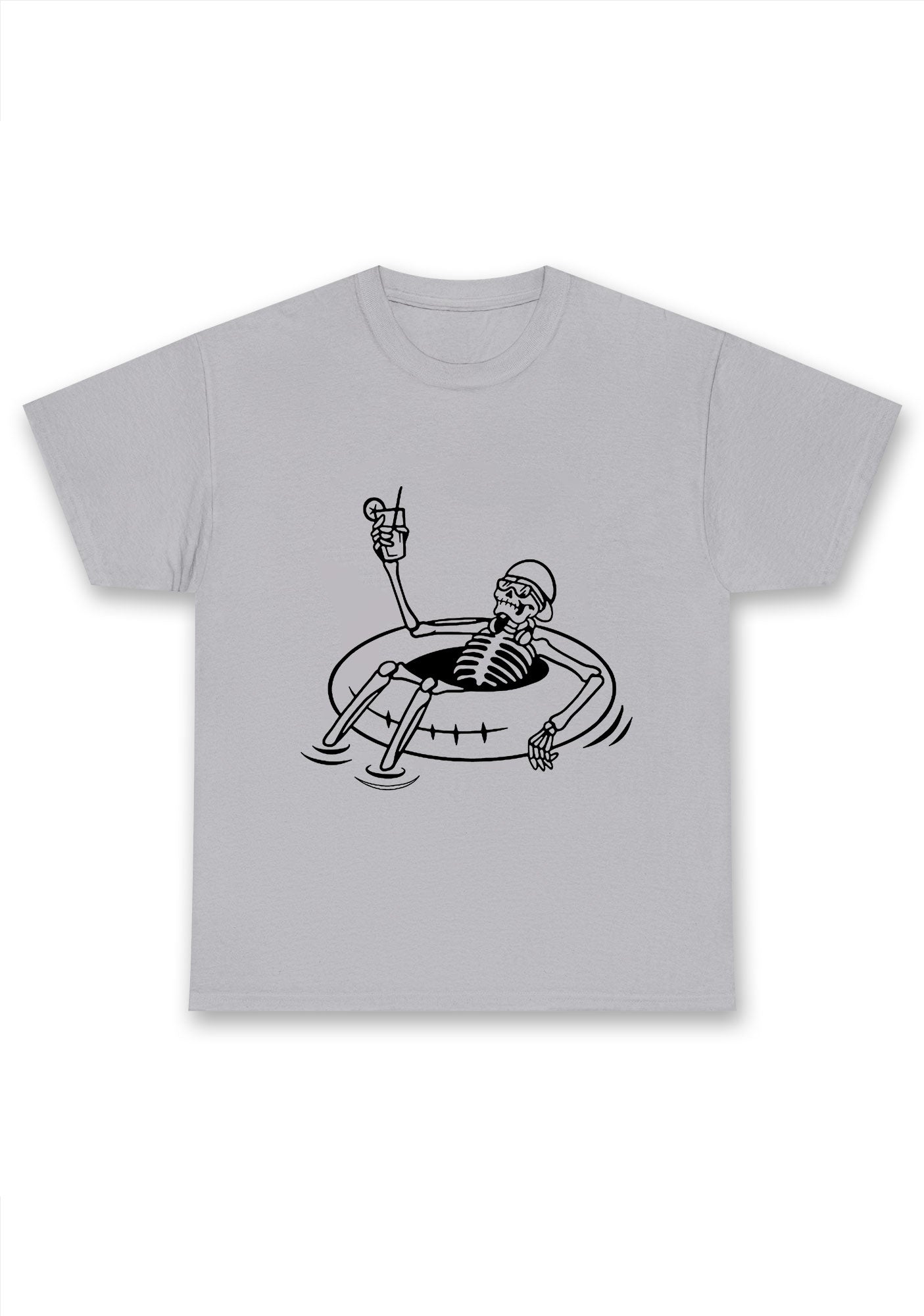 Halloween Skeleton Lying On Swimming Ring Chunky Shirt