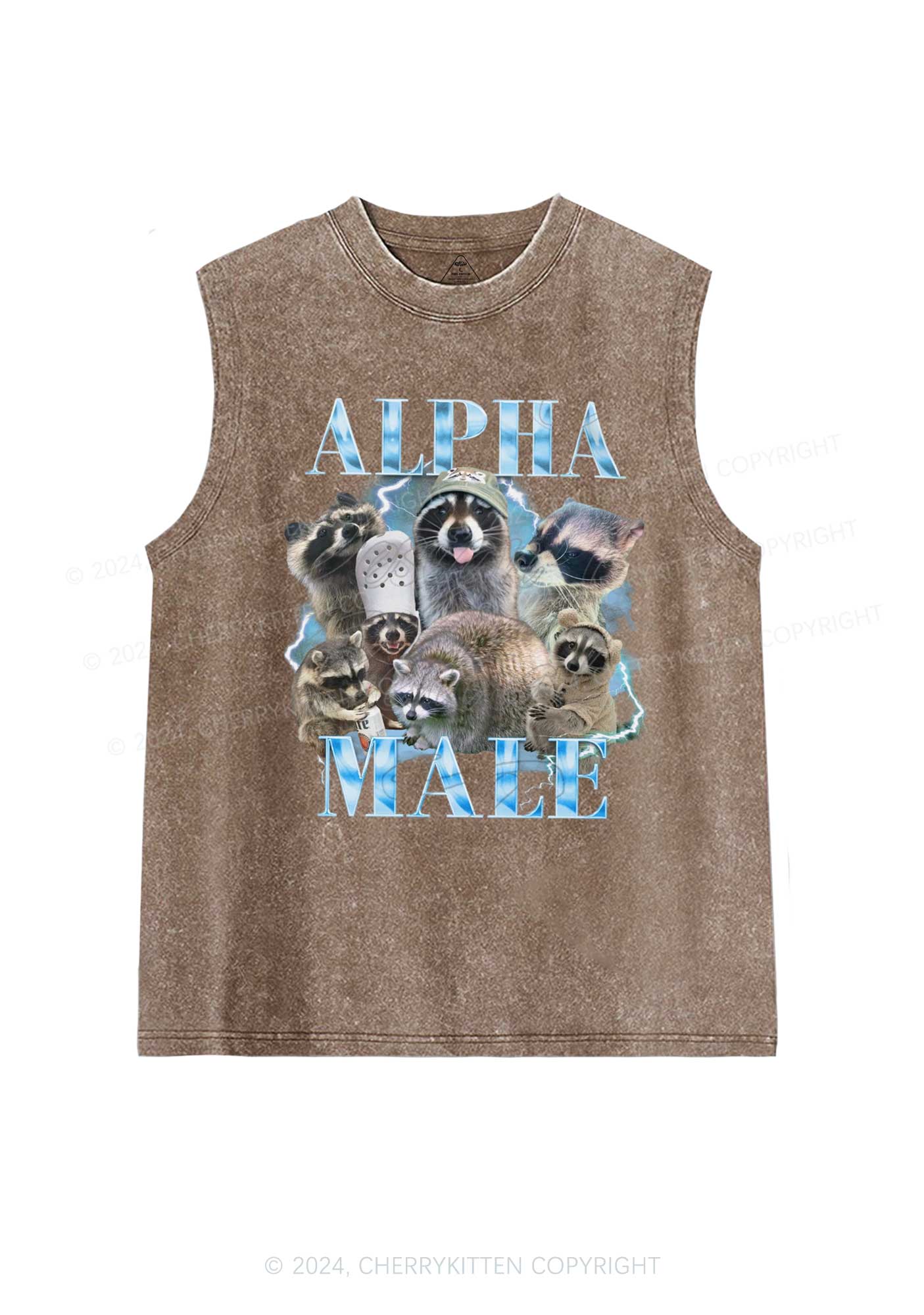 Blue Raccoons Alpha Male Y2K Washed Tank Cherrykitten