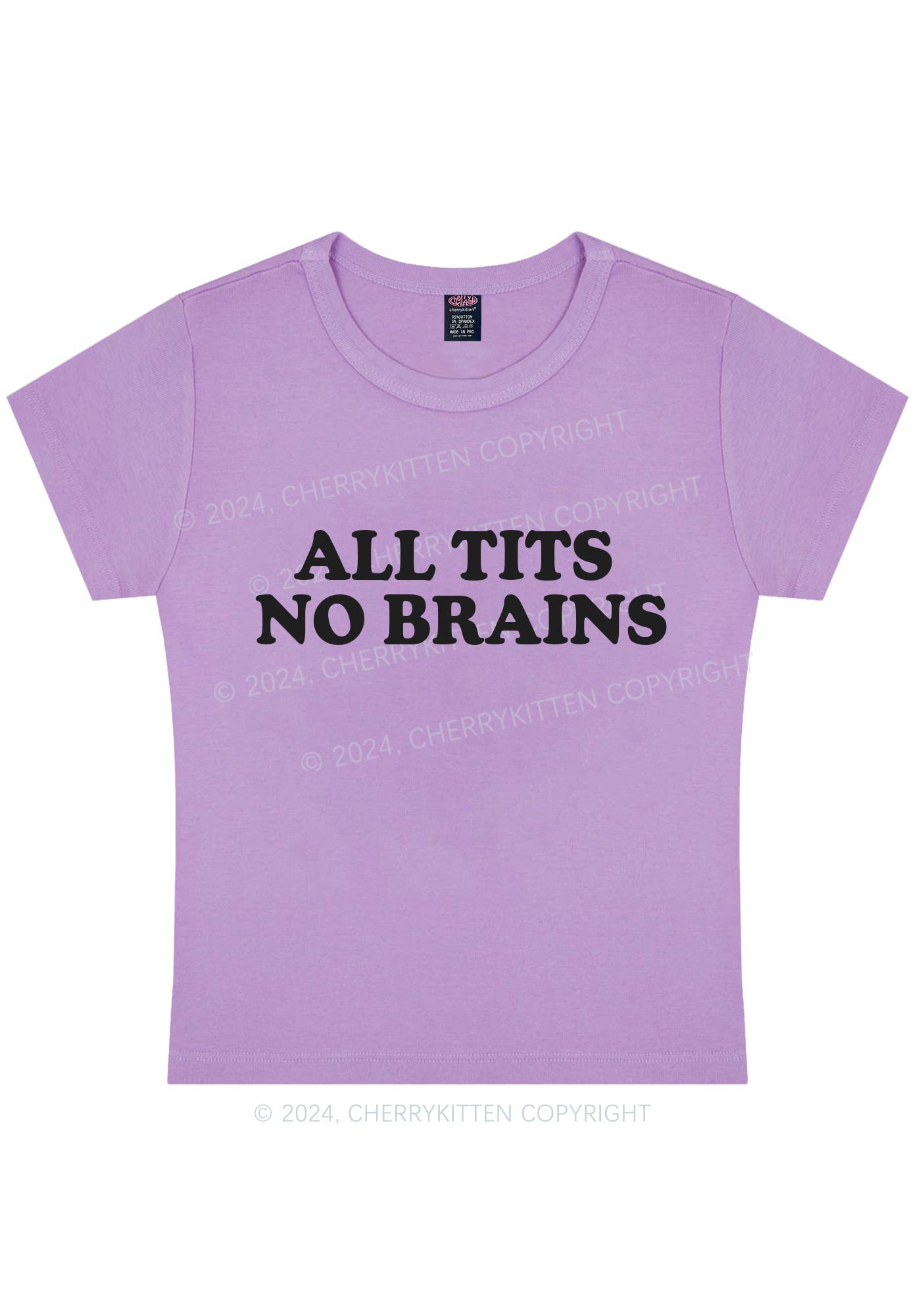 All Txts No Brains Y2K Baby Tee Cherrykitten