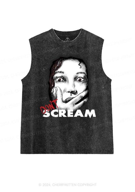 Halloween Dont Scream Girl Y2K Washed Tank Cherrykitten