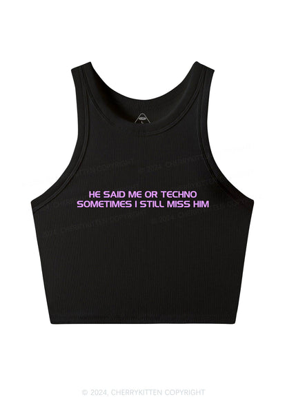 Me Or Techno Y2K Crop Tank Top Cherrykitten