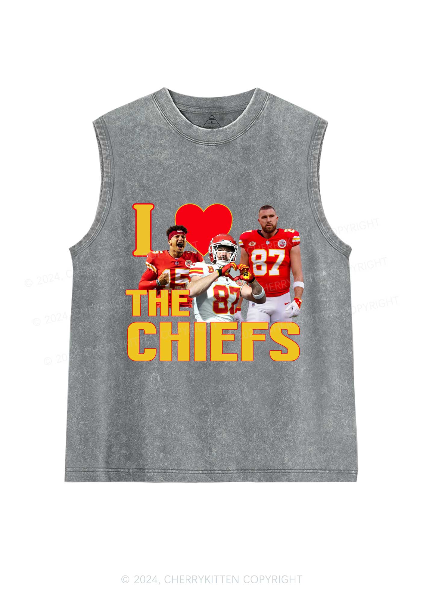 Custom I Love Chiefs Y2K Super Bowl Washed Tank Cherrykitten