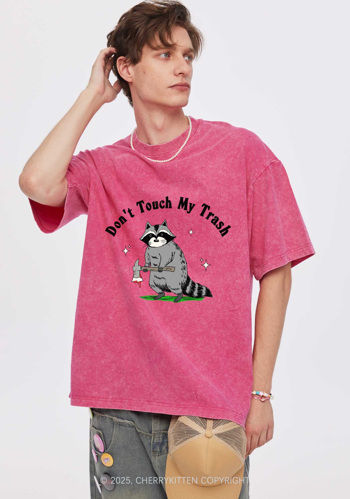 Dont Touch My Trash Y2K Washed Tee Cherrykitten