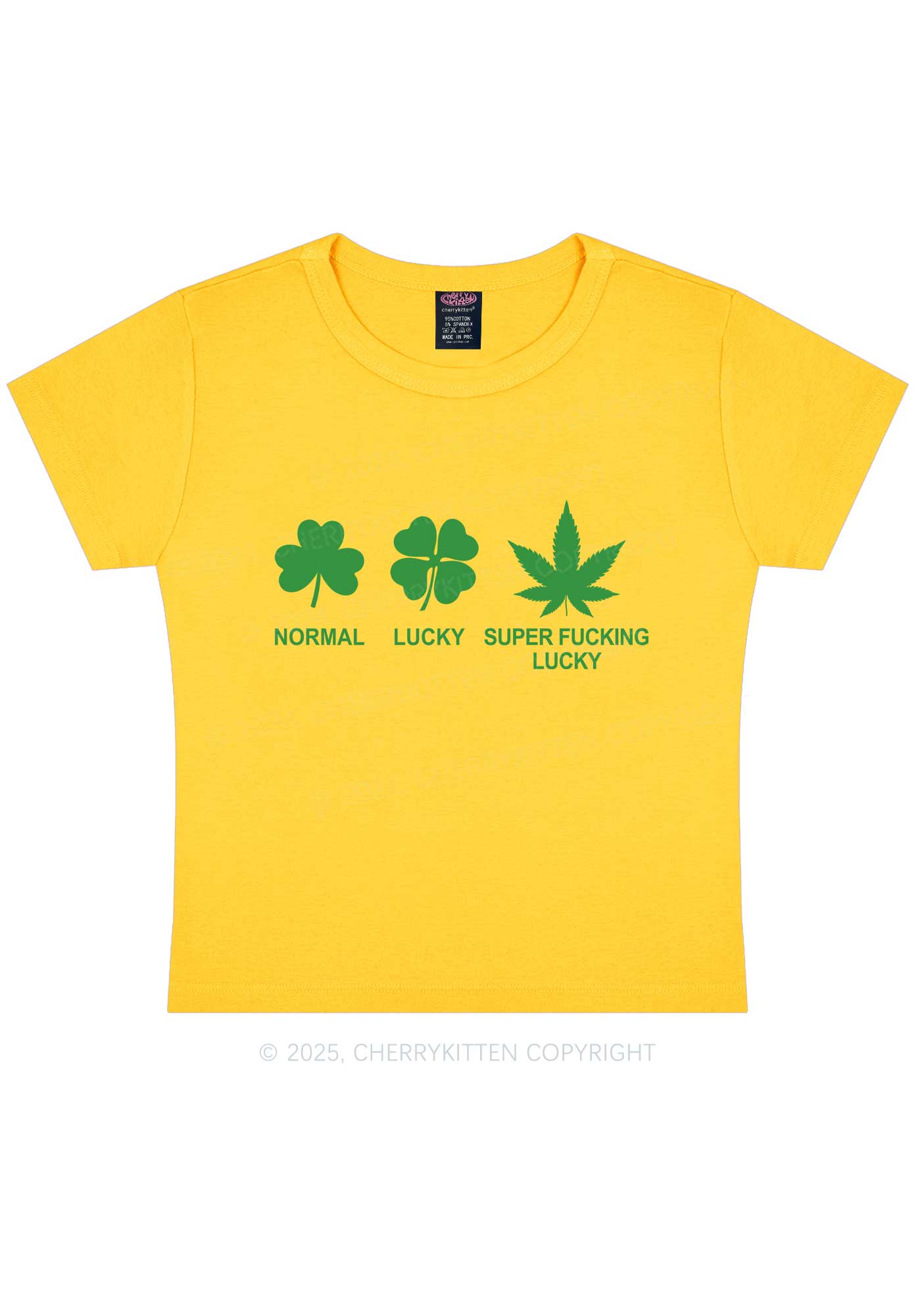 Super Fxxking Lucky St Patricks Y2K Baby Tee Cherrykitten