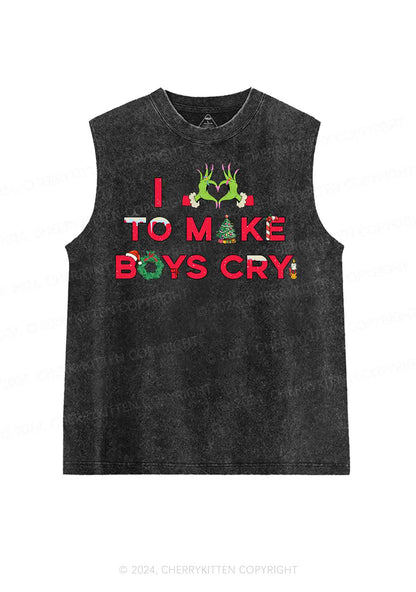 Christmas Love To Make Boys Cry Y2K Washed Tank Cherrykitten