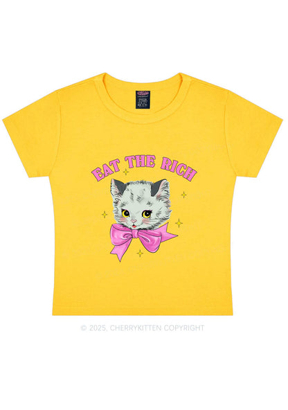 Eat Rich Cat Y2K Baby Tee Cherrykitten