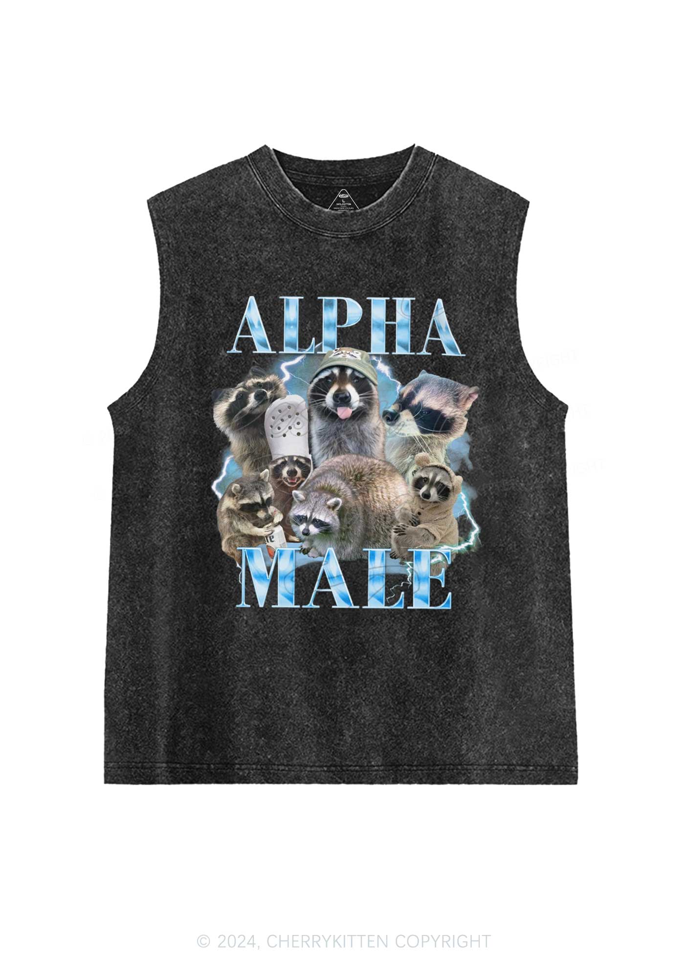 Blue Raccoons Alpha Male Y2K Washed Tank Cherrykitten