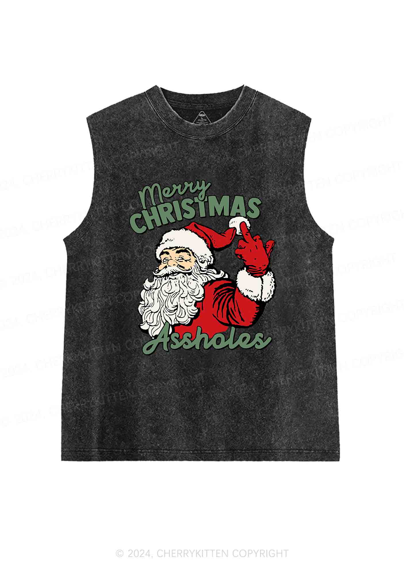 Merry Christmas Y2K Washed Tank Cherrykitten