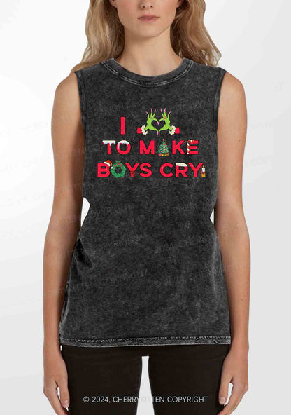 Christmas Love To Make Boys Cry Y2K Washed Tank Cherrykitten