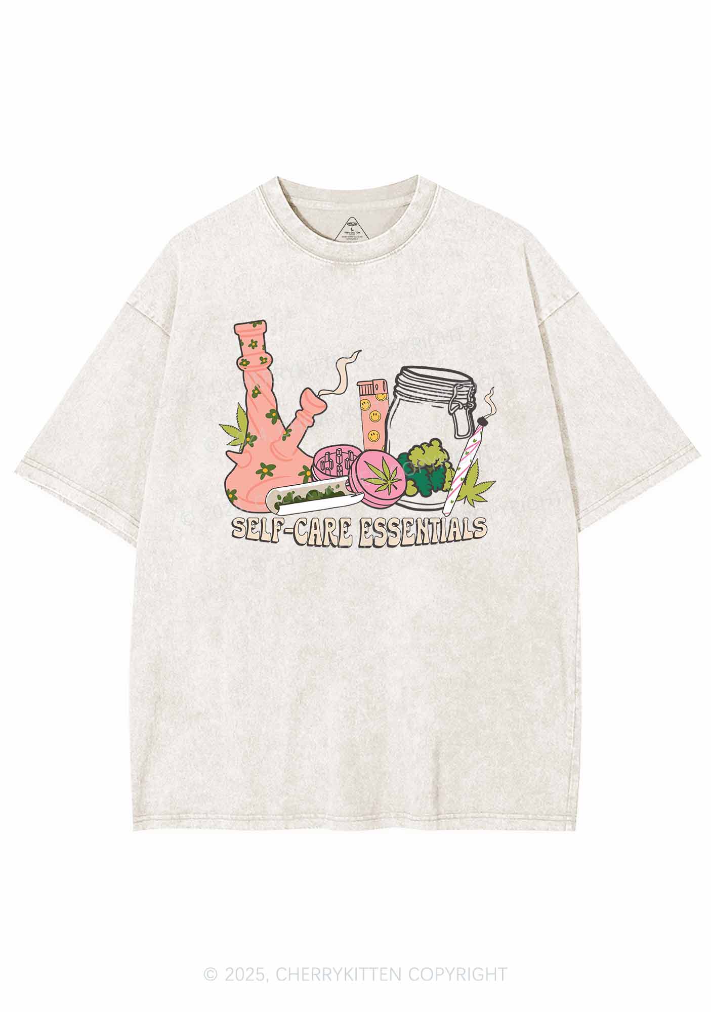 Self-Care Essentials Y2K Washed Tee Cherrykitten