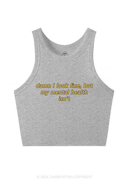 Mental Health Isn't Fine Y2K Crop Tank Top Cherrykitten