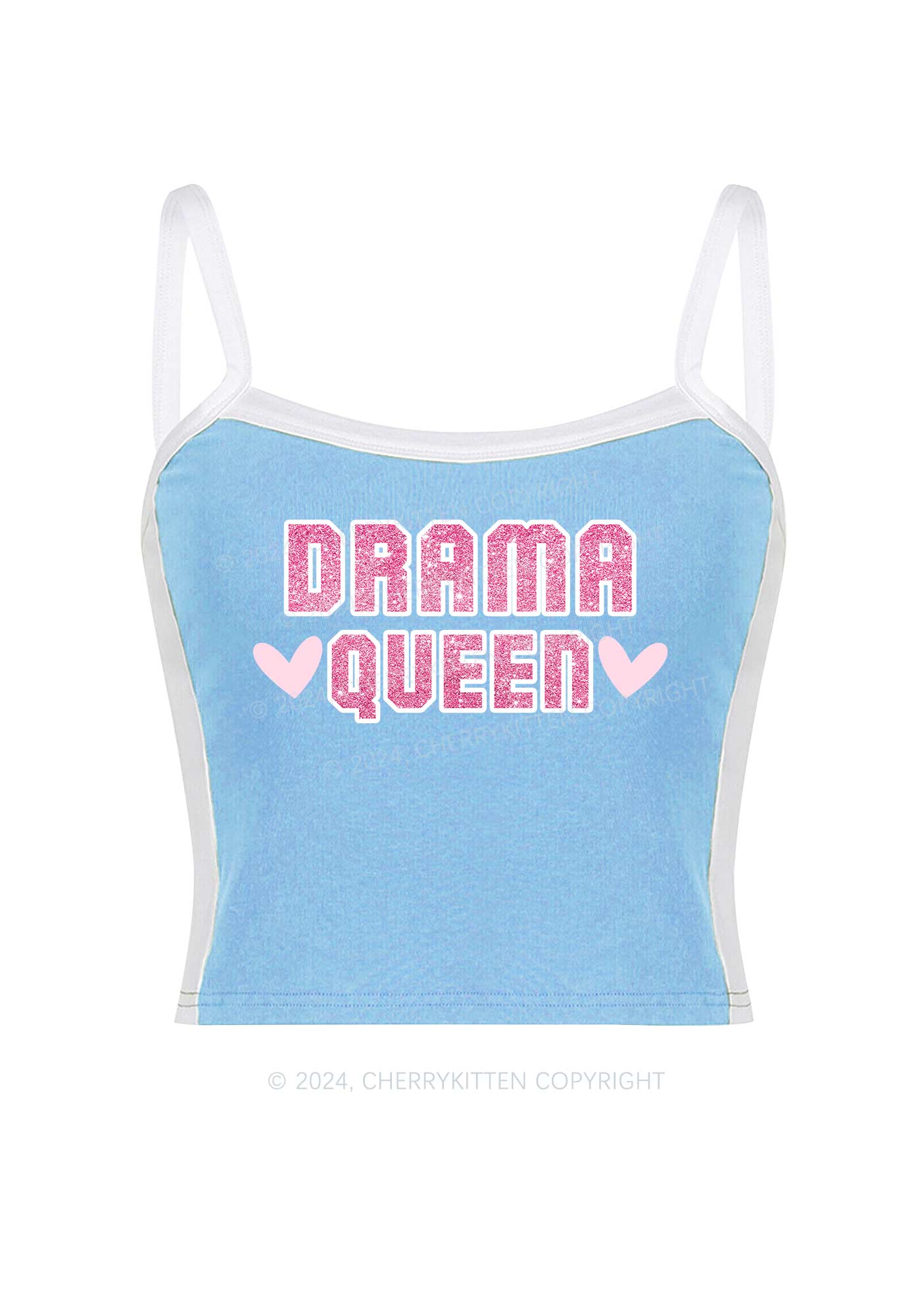 Drama Queen Y2K Color Block Crop Cami Top Cherrykitten