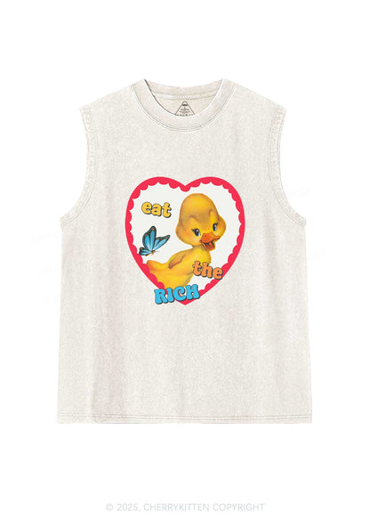 Eat The Rich Duck Y2K Washed Tank Cherrykitten