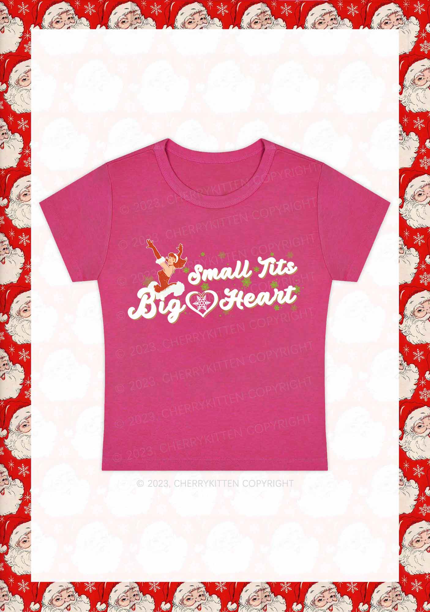 Small But Big Heart Christmas Y2K Baby Tee Cherrykitten