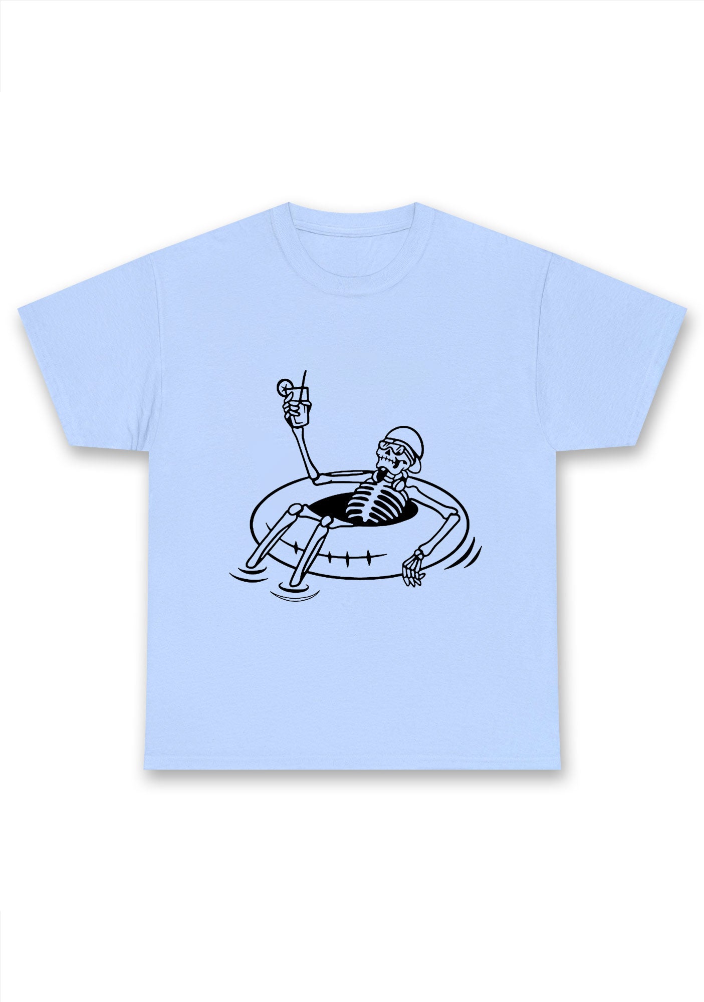 Halloween Skeleton Lying On Swimming Ring Chunky Shirt