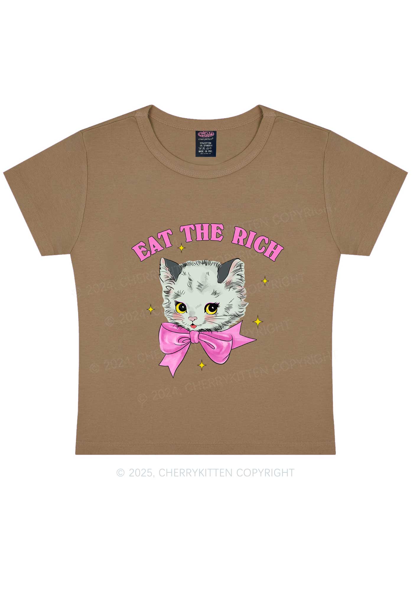 Eat Rich Cat Y2K Baby Tee Cherrykitten