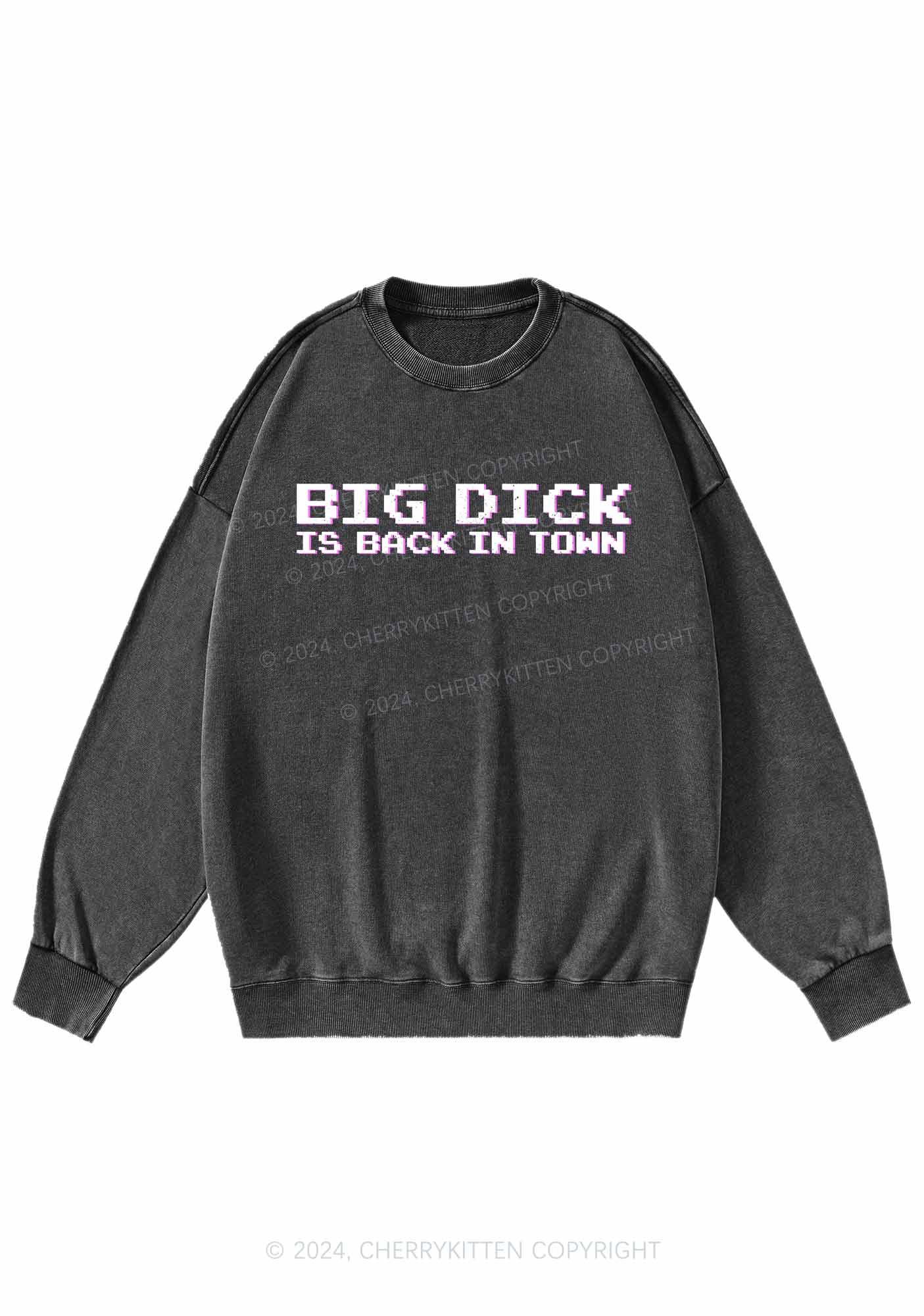 Big Is Back In Town Y2K Washed Sweatshirts Cherrykitten