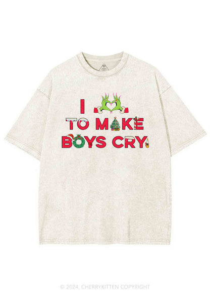 Christmas Love To Make Boys Cry Y2K Washed Tee Cherrykitten