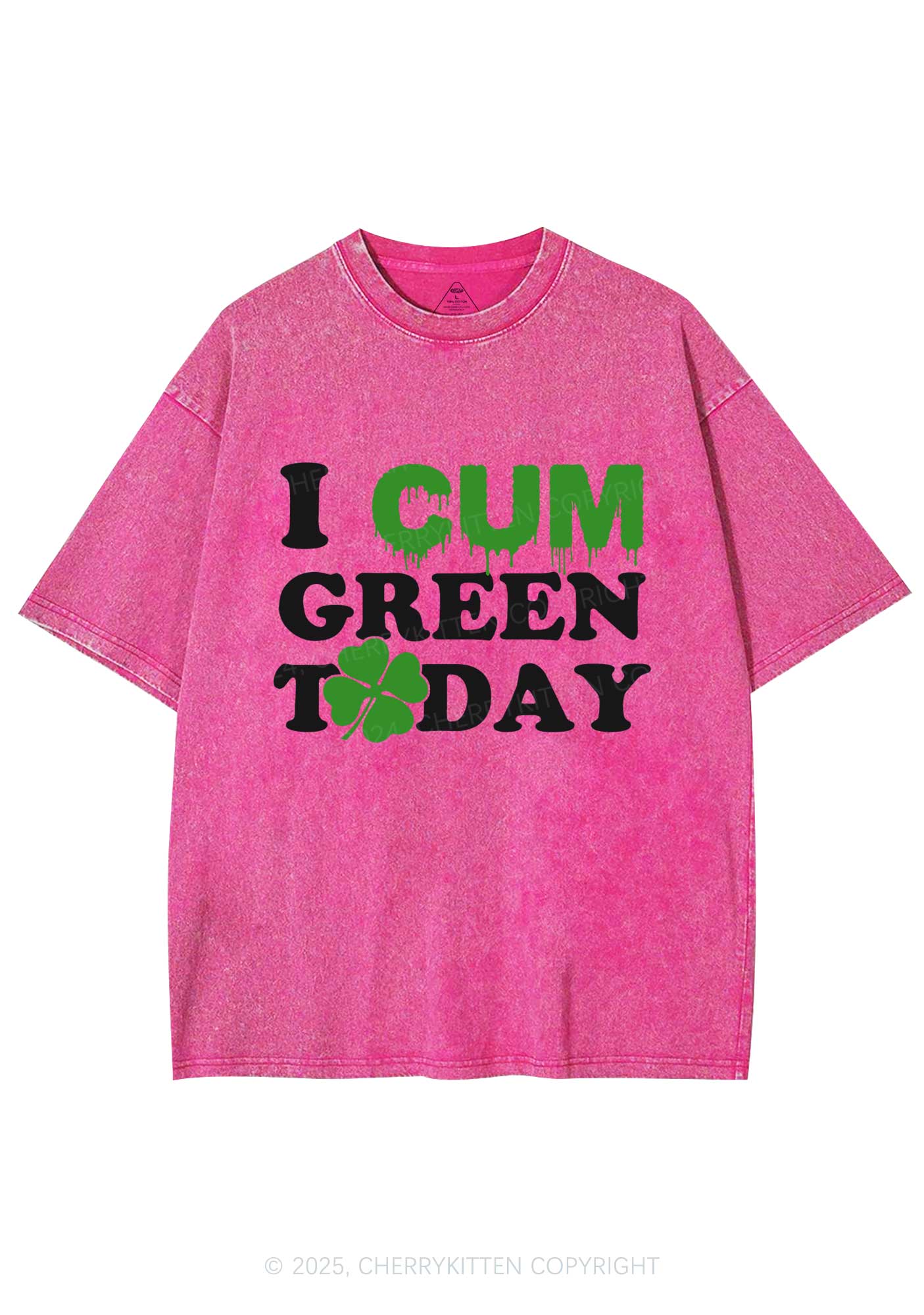 I Cxm Green Today St Patricks Y2K Washed Tee Cherrykitten