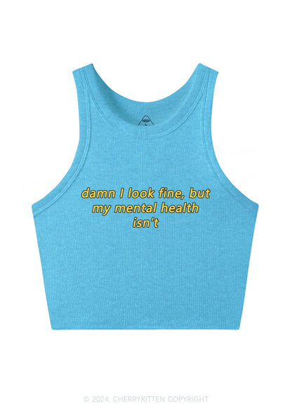 Mental Health Isn't Fine Y2K Crop Tank Top Cherrykitten