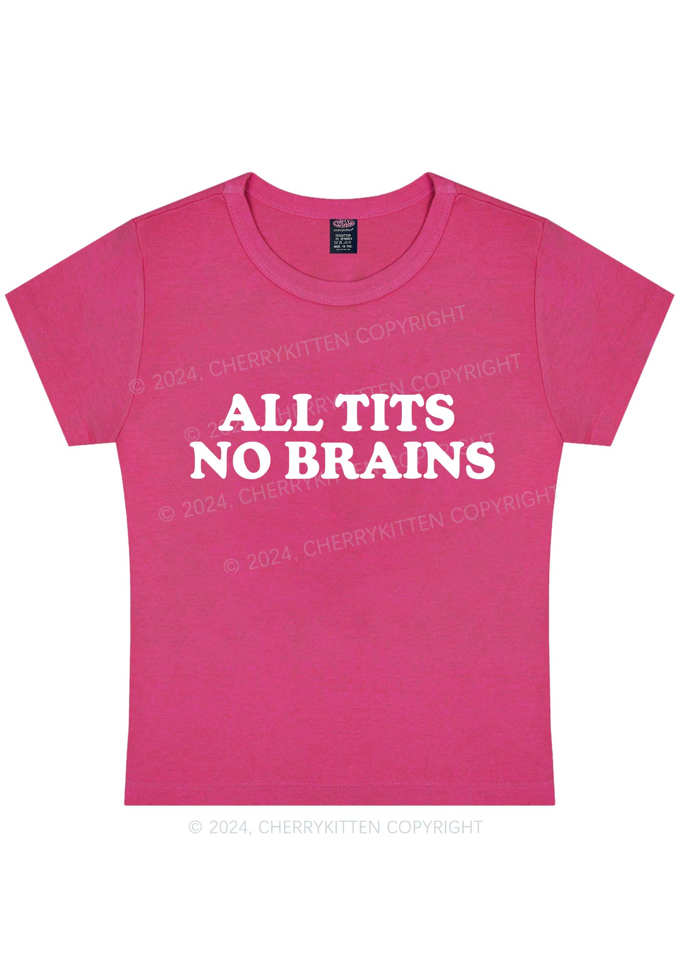 All Txts No Brains Y2K Baby Tee Cherrykitten