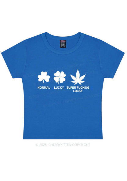 Super Fxxking Lucky St Patricks Y2K Baby Tee Cherrykitten