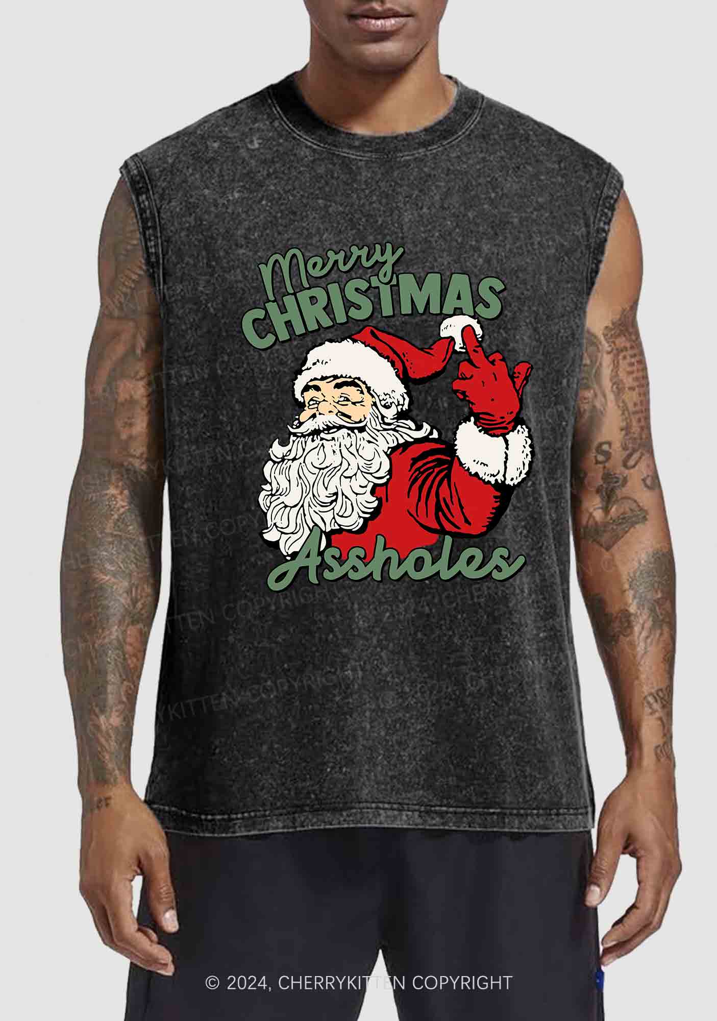 Merry Christmas Y2K Washed Tank Cherrykitten